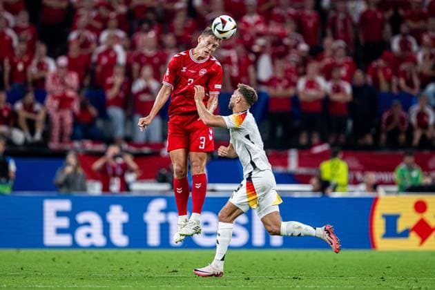 240629 Jannik Vestergaard of Denmark and Niclas Fullkrug of Germany during the UEFA EURO, EM, Europameisterschaft,Fussball 2024 Football Championship round of 16 match between Germany and Denmark on June 29, 2024 in Dortmund. Photo: Jesper Zerman BILDBYRAN kod JZ JZ0545 fotboll football soccer fotball fotbolls-em europamästerskap em uefa euro uefa european football championship euro 2024 tyskland germany danmark denmark bbeng Copyright: JESPERxZERMAN BB240629JZ127