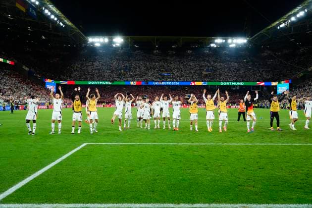 Germany v Denmark: Round of 16 - UEFA EURO, EM, Europameisterschaft,Fussball 2024 Germany players celebrate victory after the UEFA EURO 2024 round of 16 match between Germany and Denmark at Football Stadium Dortmund on June 29, 2024 in Dortmund, Germany. Dortmund Germany  Copyright: xJosexBretonx originalFilename:bretonhernandez-germanyv240629_npKR4.jpg