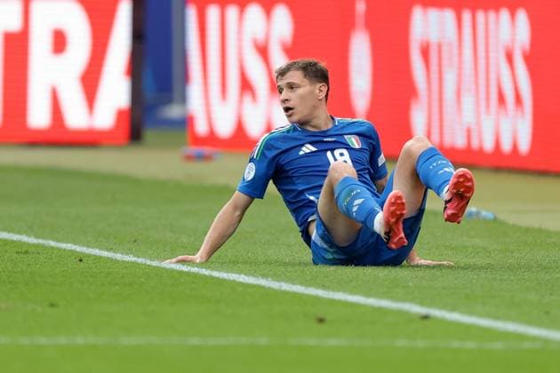 Berlin, Germany, 29th June 2024. Nicolo Barella of Italy reacts during the UEFA European Championships Round of 16 match at Olympiastadion, Berlin. Picture credit should read: Jonathan Moscrop Sportimage EDITORIAL USE ONLY. No use with unauthorised audio, video, data, fixture lists, club league logos or live services. Online in-match use limited to 120 images, no video emulation. No use in betting, games or single club league player publications. SPI-3208-0086