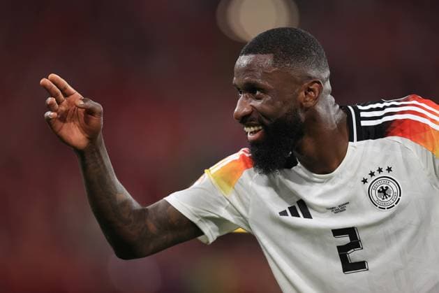 Football - UEFA EURO, EM, Europameisterschaft,Fussball 2024 - Round of 16 - Germany v Denmark 29th June 2024 - UEFA EURO 2024 - Round of 16 - Germany v Denmark - Antonio Rudiger of Germany celebrates victory - Photo: Simon Stacpoole Offside. Dortmund Germany Copyright: xSimonxStacpoolexOffside