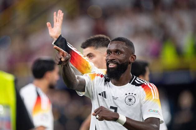 Schlussjubel Deutschland, Antonio RUEDIGER (Rüdiger) (GER) Jubel, jubeln, Freude, cheers, Achtelfinale Deutschland (GER) - Daenemark (DEN) 2:0 am 29.06.2024 BVB Stadion Dortmund, Fussball UEFA EURO, EM, Europameisterschaft,Fussball 2024 GERMANY vom 14.06.2024 - 14.07.2024. Â