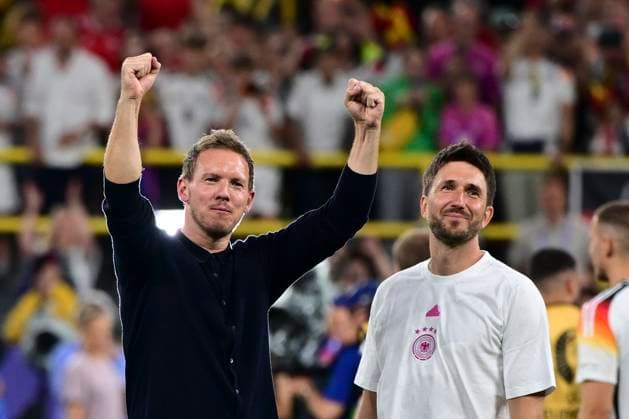 Julian Nagelsmann (Cheftrainer Deutschland) jubelt, Deutschland vs. Daenemark, Fussball, UEFA EURO, EM, Europameisterschaft,Fussball 2024, Achtelfinale, 29.06.2024 Dortmund Nordrhein-Westfalen Deutschland