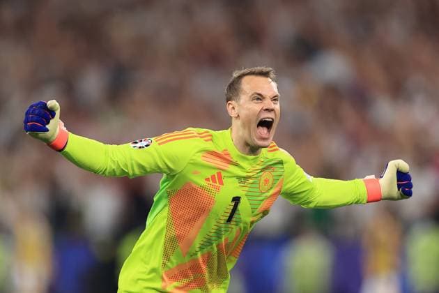 Football - UEFA EURO, EM, Europameisterschaft,Fussball 2024 - Round of 16 - Germany v Denmark 29th June 2024 - UEFA EURO 2024 - Round of 16 - Germany v Denmark - Germany goalkeeper Manuel Neuer celebrates their 2nd goal - Photo: Simon Stacpoole Offside. Dortmund Germany Copyright: xSimonxStacpoolexOffside