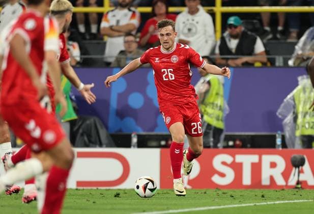 29.06.2024, Fussball Europameisterschaft, UEFA EURO, EM, Europameisterschaft,Fussball 2024, Deutschland - Dänemark, Achtelfinale, BVB Stadion Dortmund, v.l., Jacob Bruun Larsen (Dänemark) Copyright: HMBxMedia