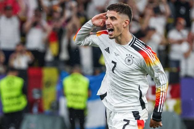 EM 2024: Deutschland - Dänemark am 29.06.2024 in dem BVB Stadion Dortmund in Dortmund Jubel, Torjubel, Torschuetze, Torschütze Kai Havertz (Deutschland 7) jubelt nach seinem Tor zum 1 zu 0