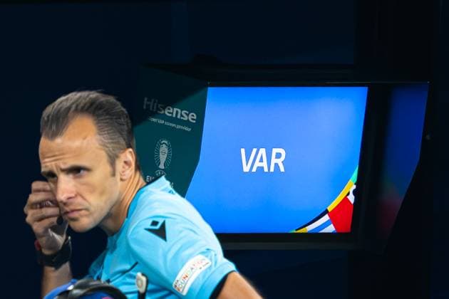 (240630) -- DORTMUND, June 30, 2024 -- The fourth referee Irfan Peljto checks the VAR monitor during the UEFA EURO, EM, Europameisterschaft,Fussball 2024 Round of 16 match between Germany and Denmark in Dortmund, Germany, June 29, 2024. ) (SP)GERMANY-DORTMUND-FOOTBALL-EURO 2024-GERMANY VS DENMARK XiaoxYijiu 