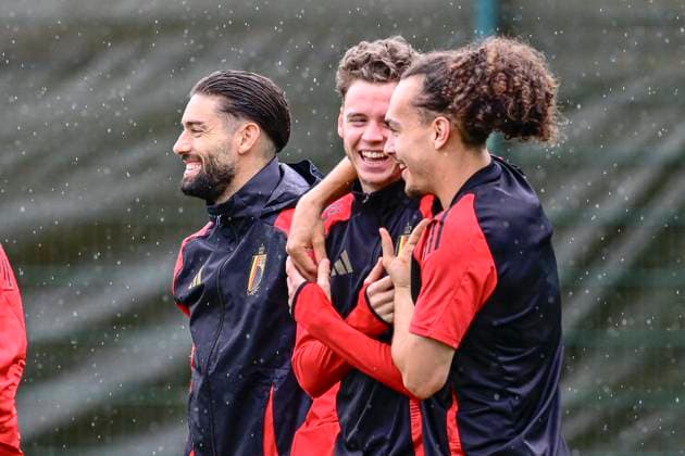 Belgium Media Activities - UEFA EURO, EM, Europameisterschaft,Fussball 2024 30 06 2024 FREIBERG AM NECKA, GERMANY - JUNE 30 : De Cuyper Maxim defender of Belgium and Theate Arthur defender of Belgium during a training session of the Belgian Red Devils at the UEFA EURO 2024 European Football Championship tournament on June 30, 2024 in Freiberg am Necka, Germany, 30 06 2024 Freiberg am Necka Germany  Copyright: xPeterxDexVoechtx
