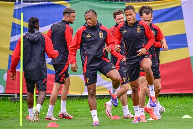 Belgium Media Activities - UEFA EURO, EM, Europameisterschaft,Fussball 2024 30 06 2024 FREIBERG AM NECKA, GERMANY - JUNE 30 : Vranckx Aster midfielder of Belgium during a training session of the Belgian Red Devils at the UEFA EURO 2024 European Football Championship tournament on June 30, 2024 in Freiberg am Necka, Germany, 30 06 2024 Freiberg am Necka Germany  Copyright: xPeterxDexVoechtx