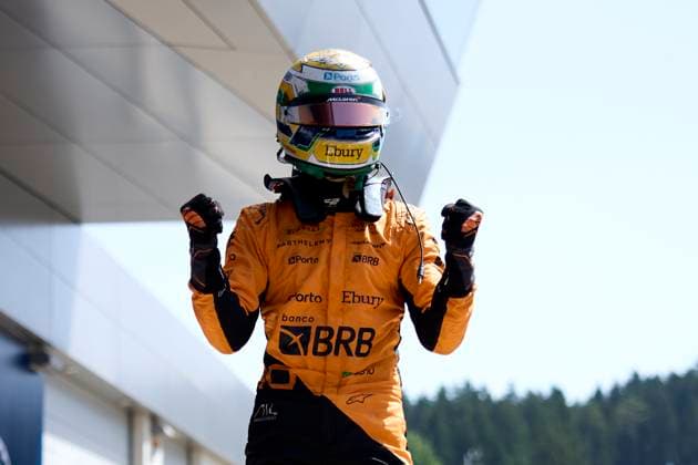 F1 Grand Prix of Austria Gabriel Bortoleto of Brazil and Invicta Racing (10) celebrates after winning the feature race during the F1 Grand Prix of Austria at Red Bull Ring on June 30, 2024, in Spielberg, Austria. Spielberg Red Bull Ring Spielberg Austria RL_GPF1AT24_00962 Copyright: xRicardoxLarreinax