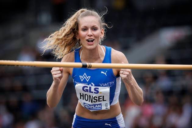 Sport Themen der Woche KW26 Deutsche Leichtathletik-Meisterschaften; Braunschweig, 30.06.2024 Christina Honsel (TV Wattenscheid 01) beim Hochsprung; Deutsche Leichtathletik-Meisterschaften am 30.06.2024 im Eintracht-Stadion, Braunschweig (Niedersachsen). *** German Athletics Championships Braunschweig, 30 06 2024 Christina Honsel TV Wattenscheid 01 at the High Jump German Athletics Championships on 30 06 2024 at Eintracht Stadium, Braunschweig Lower Saxony Copyright: xBEAUTIFULxSPORTS AxelxKohringx