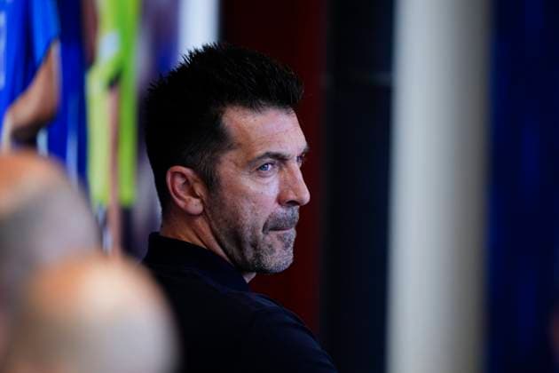 National menÕs italy team Gianlugi Buffon assist at President FIGC Gabriele Gravina speak with the media during a press conference, PK, Pressekonferenz at Casa Azzurri at Hemberg-Stadion on June 30, 2024 in Iserlohn, Germany. 30, June, 2024. - Soccer .  Copyright: xFabioxFerrari LaPressex