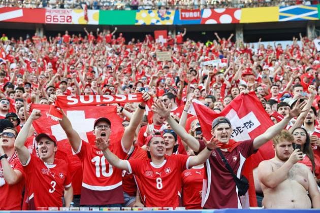 Switzerland fans, JUNE 29, 2024 - Football Soccer : UEFA European Championship, EM, Europameisterschaft Germany 2024 Round of 16 match between Switzerland 2-0 Italy at the Olympiastadion in Berlin, Germany. Noxthirdxpartyxsales  (258156528)