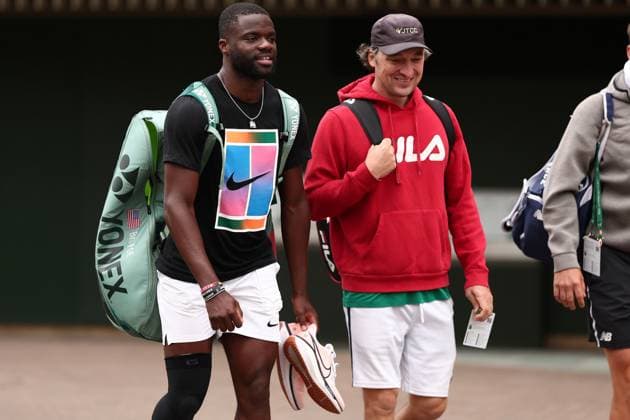 30th June 2024; All England Lawn Tennis and Croquet Club, London, England; Wimbledon Tennis Tournament, Practice Day; Frances Tiafoe returns from his practice session  ActionPlus12661946 ShaunxBrooks