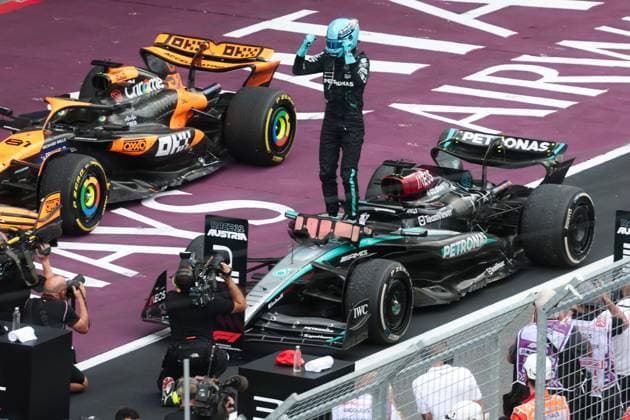 63 George Russell (GBR, Mercedes-AMG Petronas F1 Team), F1 Grand Prix of Austria at Red Bull Ring on June 30, 2024 in Spielberg, Austria. (Photo by HOCH ZWEI) Spielberg Austria