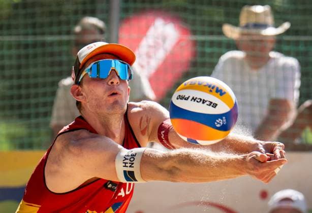 BEACHVOLLEYBALL - Baden Future 2024 BADEN,AUSTRIA,30.JUN.24 - Beach volleyball, Beachvolleyball - FIVB Volleyball World Beach Pro Tour, Baden Future. Image shows Tim Berger (AUT).  GEPAxpictures xEdgarxEisner