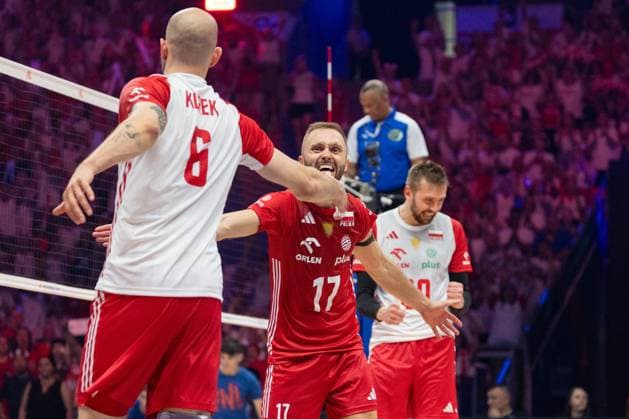 Poland - Slovenia 30.06.2024 Lodz, Poland, men s Volleyball Nations League, final round finals third place game , game ( match ) Poland - Slovenia ; image shows: Bartosz Kurek , Pawel Zatorski photo Katarzyna Plewczynska Fotostyk Copyright: xFotostykxPhotoxAgencyx 20240630FCTKP216