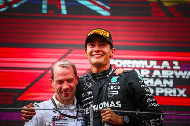 63 George Russell, (GRB) AMG Mercedes Ineos during the Austrian GP, Spielberg 27-30 June 2024, Formula 1 World Championship, WM, Weltmeisterschaft 2024.  Copyright: xFedericoxBasile IPAxSportx xipa-x xx IPA_47624792 IPA_Agency_IPA47624792