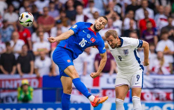 EURO 2024, England - Slowakei Gelsenkirchen, Germany. 30th Jun 2024. David Hancko (Slovakia) Harry Kane (ENG) England - Slovakia England - Slowakei .06.2024