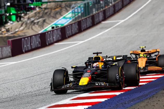 1 Max Verstappen (NLD, Oracle Red Bull Racing), 4 Lando Norris (GBR, McLaren Formula 1 Team), F1 Grand Prix of Austria at Red Bull Ring on June 30, 2024 in Spielberg, Austria. (Photo by HOCH ZWEI) Spielberg Austria