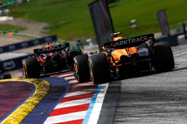 4 Lando Norris (GBR, McLaren Formula 1 Team), 1 Max Verstappen (NLD, Oracle Red Bull Racing), F1 Grand Prix of Austria at Red Bull Ring on June 30, 2024 in Spielberg, Austria. (Photo by HOCH ZWEI) Spielberg Austria