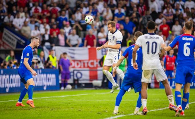 Gelsenkirchen, Germany. 30th Jun 2024. Goal for 2:1 by Harry Kane (ENG) Milan Skriniar (Slovakia) England - Slovakia England - Slowakei .06.2024
