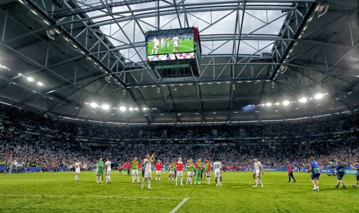 EURO 2024, England - Slowakei GELSENKIRCHEN, 30-06-20204, Stadium Veltins Arena, European Football Championship Euro2024, Round of 16 match no.40 between England and Slovakia final score 2-1 after extra time. Stadium overview after the game England - Slovakia (Euro2024)  x25644799x Copyright: