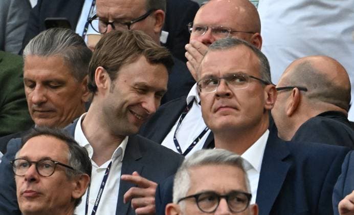 30.06.2024, xsltx, Fussball EM 2024 1 8 Finale, Spanien - Georgien emspor, v.l. Manager Simon Rolfes (Bayer Leverkusen) (DFL DFB REGULATIONS PROHIBIT ANY USE OF PHOTOGRAPHS as IMAGE SEQUENCES and or QUASI-VIDEO) Köln