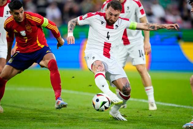 Spain v Georgia: Round of 16 - UEFA EURO, EM, Europameisterschaft,Fussball 2024 Guram Kashia centre-back of Georgia and Slovan Bratislava during the UEFA EURO 2024 round of 16 match between Spain and Georgia at Cologne Stadium on June 30, 2024 in Cologne, Germany. Cologne Germany  Copyright: xJosexBretonx originalFilename:bretonhernandez-spainvge240630_npYLi.jpg