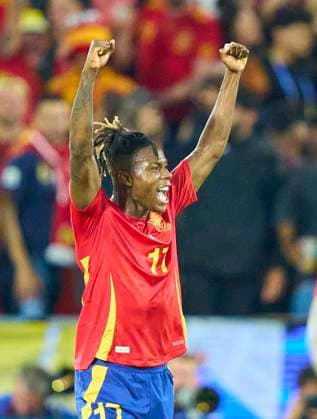 Nico Williams, ESP 17 celebrates his goal, happy, laugh, celebration, 3-1 in the best of 16 match SPAIN - GEORGIA of the UEFA European Championships 2024 on Jun 30, 2024 in Cologne, Germany.
