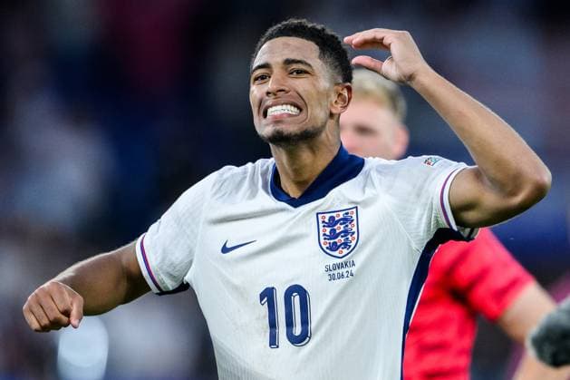 240630 Jude Bellingham of England celebrates after the UEFA EURO, EM, Europameisterschaft,Fussball 2024 Football Championship round of 16 match between England and Slovakia on June 30, 2024 in Gelsenkirchen. Photo: Jesper Zerman BILDBYRAN kod JZ JZ0546 fotboll football soccer fotball fotbolls-em europamästerskap em uefa euro uefa european football championship euro 2024 england slovakien slovakia bbeng jubel Copyright: JESPERxZERMAN BB240630JZ220