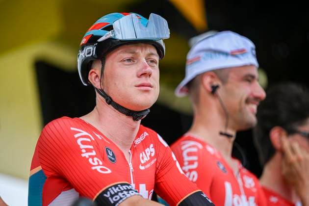 Tour de France 2024 - Stage 03 TURIN, ITALY - JUNE 30 : Van Gils Maxim (BEL) of Lotto Dstny on stage before the race during stage 3 of the 111th edition of the Tour de France 2024 cycling race, a stage of 230,5 kms with start in Plaisance and finish in Turin on June 30, 2024 in Turin, Italy, 30 06 2024 Turin Italy  Copyright: xNicoxVereeckenx