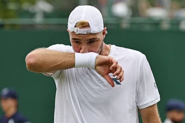 Jan-Lennard Struff, GER, during first round of 2024 All England Lawn Tennis Championships at Wimbledon, gentlemens singles, London, 01 07 2024; -