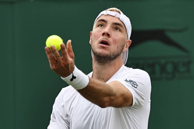 Jan-Lennard Struff, GER, during first round of 2024 All England Lawn Tennis Championships at Wimbledon, gentlemens singles, London, 01 07 2024; -