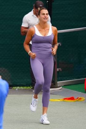 Aryna Sabalenka practices before withdrawing from the tournament Wimbledon Tennis Championships, Day 1, The All England Lawn Tennis and Croquet Club, London, UK - 01 Jul 2024  Copyright: xJavierxGarcia Shutterstockx 14565033b