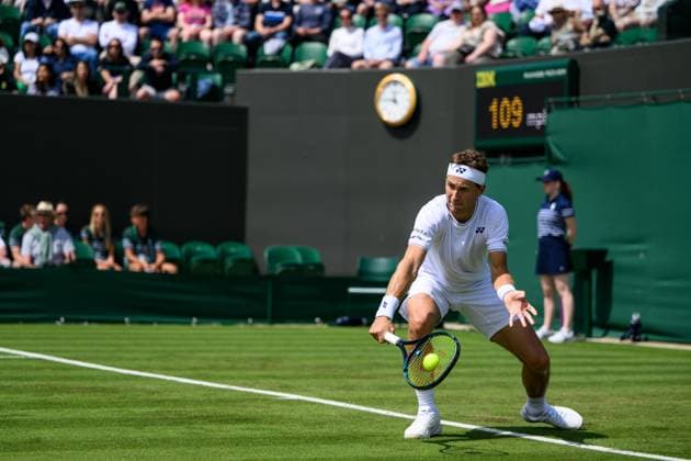 240701 Casper Ruus of Norway competes in a first round singles tennis match during day 1 of Wimbledon on July 1, 2024 in London. Photo: Jesper Zerman BILDBYRAN kod JZ JZ0547 tennis wimbledon day 1 bbeng Copyright: JESPERxZERMAN BB240701JZ001