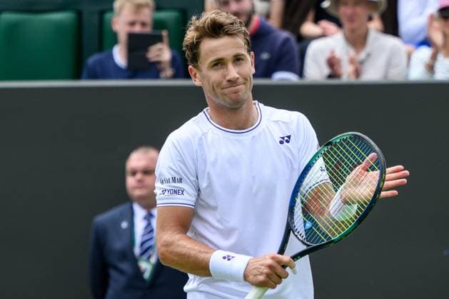 240701 Casper Ruud of Norway after competing in a first round singles tennis match during day 1 of Wimbledon on July 1, 2024 in London. Photo: Jesper Zerman BILDBYRAN kod JZ JZ0547 tennis wimbledon day 1 bbeng jubel Copyright: JESPERxZERMAN BB240701JZ036