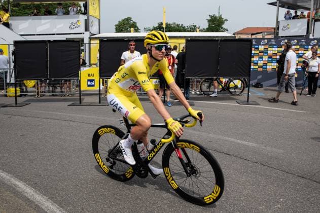 Tadej Poga?ar, UAE Team Emirates, leader of Tour De France 2024 during Stage 3 - Start, Tour De France race in Piacenza, Italy, July 01 2024  Copyright: xSilviaxColombo IPAxSportx xipa-ax xx IPA_47650650 IPA_Agency_IPA47650650