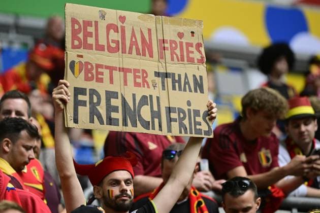 Belgium s supporters pictured ahead of a soccer game between France and Belgian national soccer team Red Devils, Monday 01 July 2024 in Dusseldorf, Germany, the Round of 16 game in the UEFA EURO, EM, Europameisterschaft,Fussball 2024 European championships. DIRKxWAEM  x95637090x