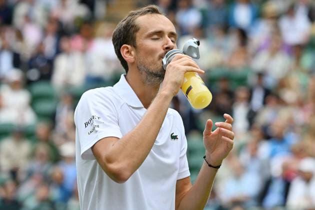 Daniil Medvedev of Russia plays Aleksandar Kovacevic of the United States of America plays in the first round of the Wimbledon tennis mens singles championships held at the All England Lawn Tennis & Croquet Club Featuring: Daniil Medvedev Where: London, United Kingdom When: 08 Jul 2024 Credit: Ray Tang Cover Images **STRICTLY EDITORIAL USE ONLY** EDITORIAL USE ONLY. RESTRICTED TO NEWSPAPERS BASED IN THE UK Copyright: xx coverimg53903478