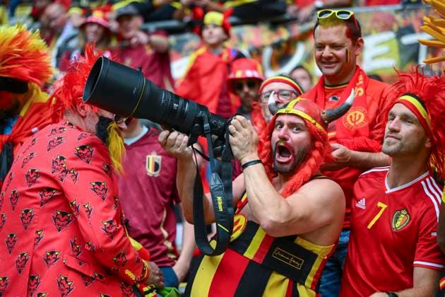 France v Belgium Round of 16 - UEFA EURO, EM, Europameisterschaft,Fussball 2024 DUSSELDORF, GERMANY - JULY 01 : Belgium fans before the game during the UEFA EURO 2024 European Football Championship tournament round of 16 match between France and Belgium at Dusseldorf Arena on July 1, 2024 in Dusseldorf, Germany, 01 07 2024 Dusseldorf Germany  Copyright: xVincentxKalutx