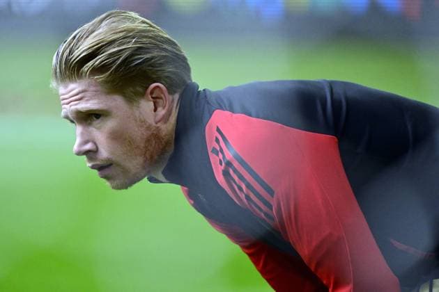 Belgium s Kevin De Bruyne warms up before a soccer game between France and Belgian national soccer team Red Devils, Monday 01 July 2024 in Dusseldorf, Germany, the Round of 16 game in the UEFA EURO, EM, Europameisterschaft,Fussball 2024 European championships. DIRKxWAEM  x95638416x
