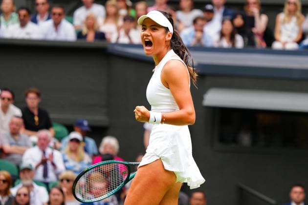 Emma Raducanu celebrates during her first round match Wimbledon Tennis Championships, Day 1, The All England Lawn Tennis and Croquet Club, London, UK - 01 Jul 2024  Copyright: xJavierxGarcia Shutterstockx 14565033gu