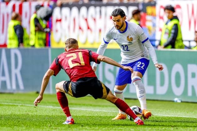DUSSELDORF, Dusseldorf Arena ,01-07-2024 , European Football Championship Euro2024, round of 16 match no.42 between France and Belgium, France player Theo Hernandez France - Belgium (Euro2024)  x25653464x Copyright: