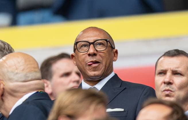 Fussball, Herren, Saison 2023 24, Euro 2024 (Achtelfinale) in Düsseldorf, Frankreich - Belgien, Philippe Diallo (Präsident, Französischer Fußballverband) auf der Tribüne, 01.07. 2024, Copyright: xSebastianxRäppold MatthiasxKochx