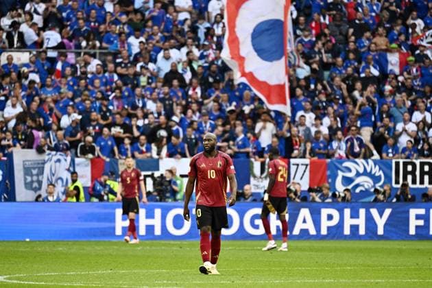 240701 EURO2024 FRANCE VS BELGIUM Romelu Lukaku (10) of Belgium pictured during a soccer game between the national teams of France, called les Bleus and Belgium, called the Red Devils in a round of 16 knock out game of the UEFA EURO, EM, Europameisterschaft,Fussball 2024 tournament , on Monday 1 July 2024 in Dusseldorf , Germany . photo isosport Maarten Straetemans Dusseldorf GERMANY  Copyright: xx 471592