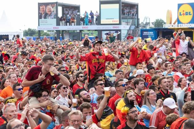 Fan Zone Burgplatz und Rheinufer in Düsseldorf - Public Viewing: UEFA EURO, EM, Europameisterschaft,Fussball 2024 - Frankreich gegen Belgien; 01.07.2024 Fan Zone Burgplatz und Rheinufer in Düsseldorf - Public Viewing: UEFA EURO 2024 - Frankreich gegen Belgien am 01.07.2024, Düsseldorf. - Copyright: xBEAUTIFULxSPORTS KennyxBeelex