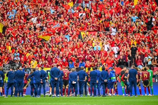 France v Belgium Round of 16 - UEFA EURO, EM, Europameisterschaft,Fussball 2024 DUSSELDORF, GERMANY - JULY 01 : Red Devils during the UEFA EURO 2024 European Football Championship tournament round of 16 match between France and Belgium at Dusseldorf Arena on July 1, 2024 in Dusseldorf, Germany, 01 07 2024 Dusseldorf Germany  Copyright: xVincentxKalutx