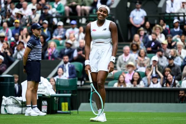 240701 Coco Gauff of USA competes in a first round singles tennis match during day 1 of Wimbledon on July 1, 2024 in London. Photo: Jesper Zerman BILDBYRAN kod JZ JZ0547 tennis wimbledon day 1 bbeng Copyright: JESPERxZERMAN BB240701JZ103