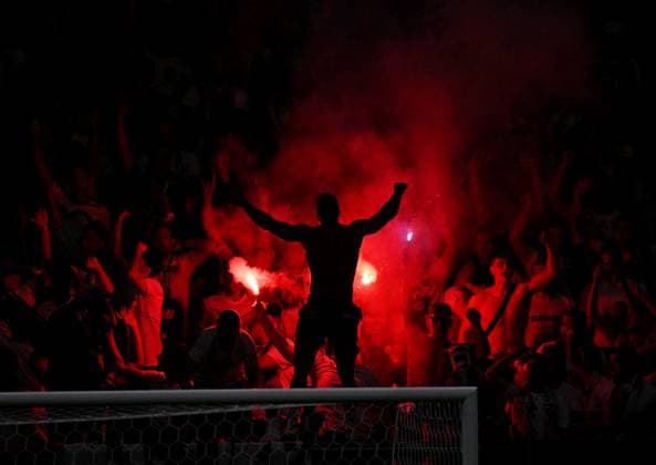 Germany Soccer Euro 2024 Portugal - Slovenia 8720804 01.07.2024 Slovenia s fans fire flares during the UEFA EURO, EM, Europameisterschaft,Fussball 2024 round of 16 soccer match between Portugal and Slovenia at the Frankfurt Arena in Frankfurt am Main, Germany. Alexey Filippov Sputnik Germany  Copyright: xAlexeyxFilippovx