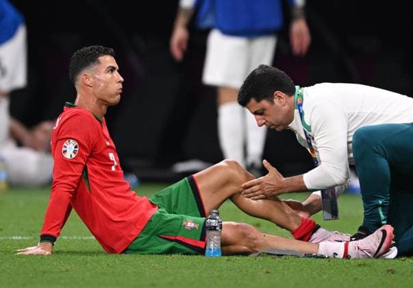 Germany Soccer Euro 2024 Portugal - Slovenia 8720824 01.07.2024 Portugal s Cristiano Ronaldo is seen during a break in the UEFA EURO, EM, Europameisterschaft,Fussball 2024 round of 16 soccer match between Portugal and Slovenia at the Frankfurt Arena in Frankfurt am Main, Germany. Alexey Filippov Sputnik Germany  Copyright: xAlexeyxFilippovx